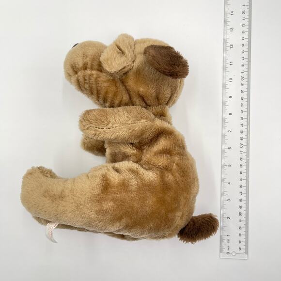 Vintage 12" Raffoler Brown Plush Dog Droopy Floppy Tan Wrinkles SharPei 1986 - Picture 12 of 12